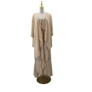 AW BRIDAL 10 L tan cream mother of the bride party two piece maxi dress NEW 0B2